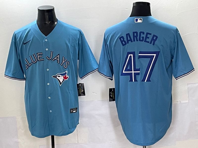 Men Toronto Blue Jays 47 Barger Light Blue Game 2025 Nike MLB Jersey style 001